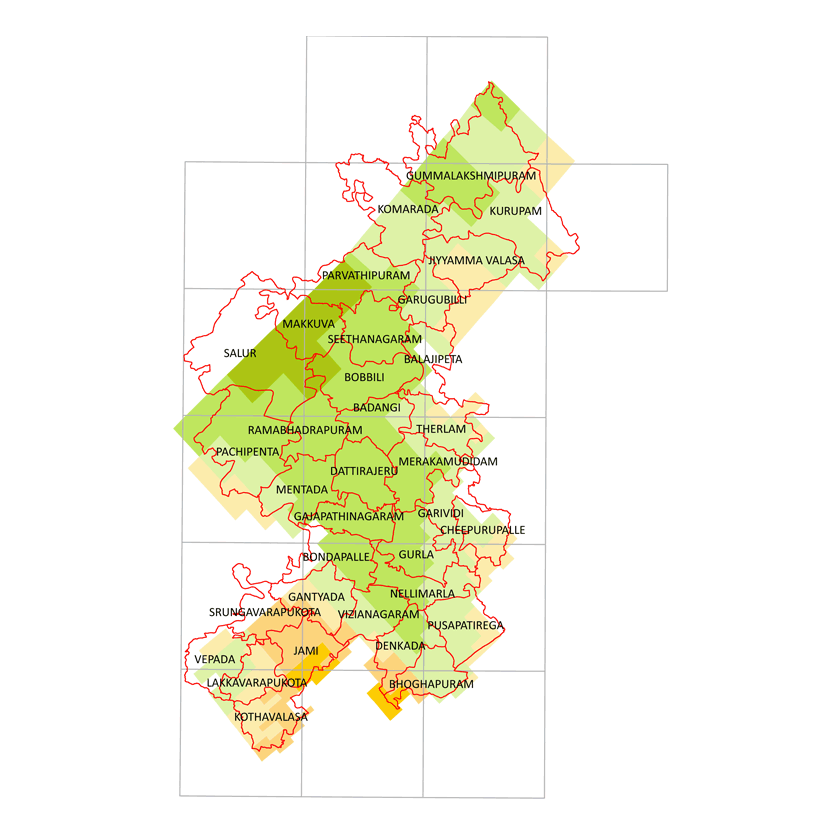 Storm surge inundation map for cyclone with wind speed 